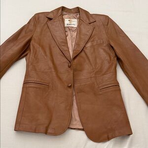 Tan Leather Women's Blazer